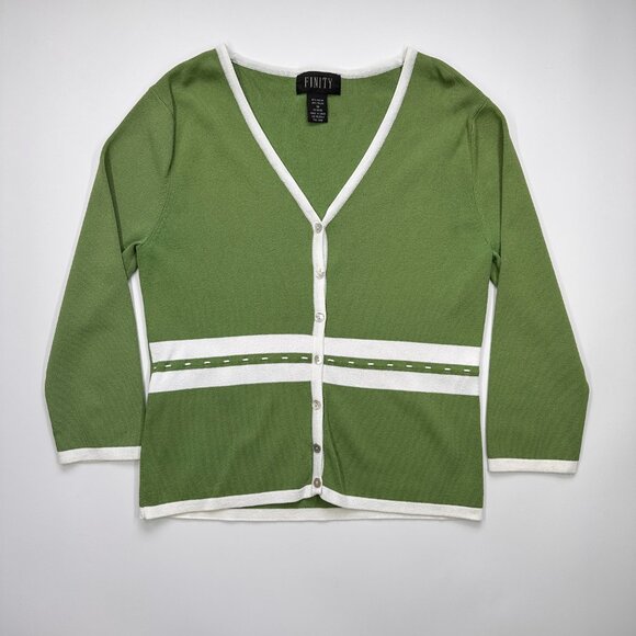 Retro Styled Green Preppy Button Sweater 50's Mod - Picture 5 of 8